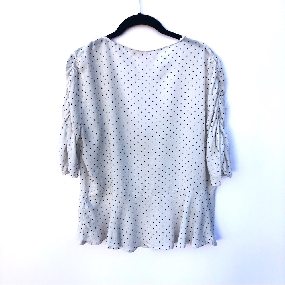 Zara White and Black Polka Dot Peplum Blouse - Picture 4 of 8